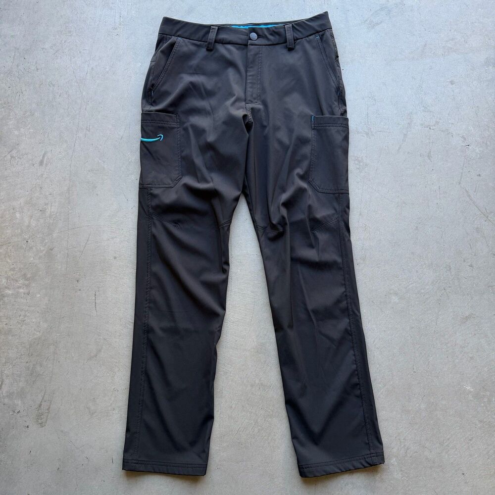 Amazon Cargo Pants Mens L 34 x 33 Black Stretch Logo Utility Workwear Casual